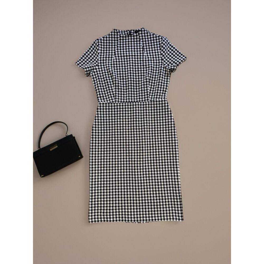 Ann Taylor Black & White Gingham Woven Sheath Dress Size 6 Classic Tailored - Picture 4 of 16